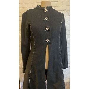 Vintage Anthropologie  Snak Wool Coat‎ Size 6 Charcoal Gray